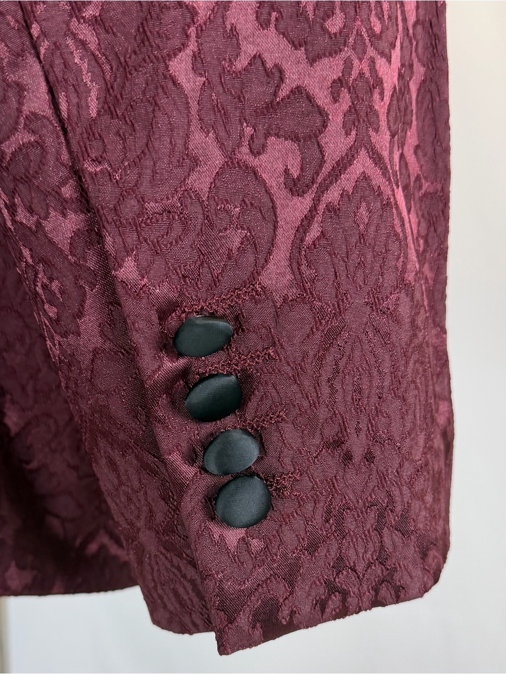 Mens dinner jacket blazer coat brocade jacquard, satin collar old Hollywood goth - Picture 4 of 13